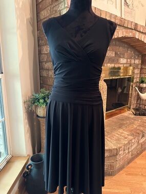 American Living Black Sleeveless Midi Dress with V-Neck